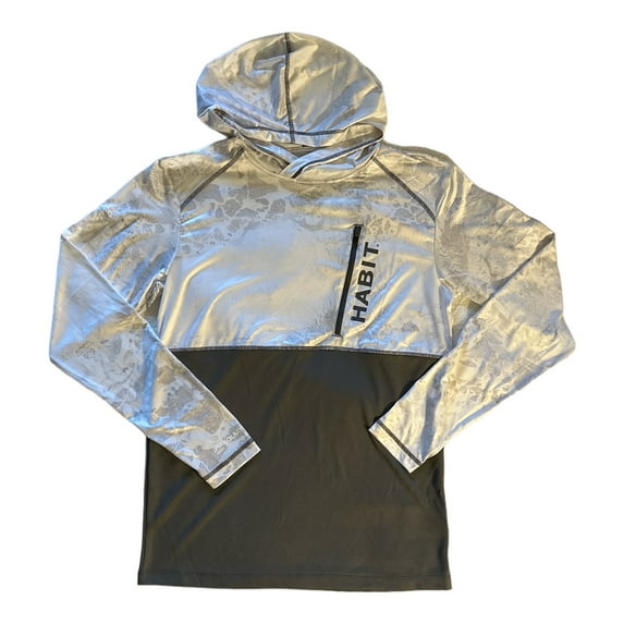 Habit Men's Gullhead Beach Hooded Performance Layer Long Sleeve Shirt (RT White/Grey, XXL)