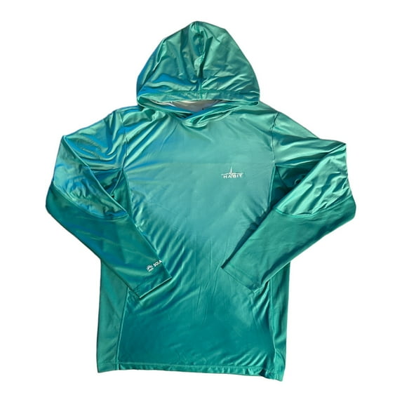 Habit Men's Gullhead Beach Hooded Performance Long Sleeve Shirt (Aqua Green Fade, XXL)