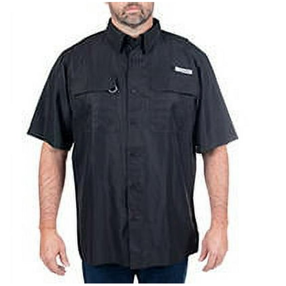 Habit Men's Herring Lake Short Sleeve Button Down Vented Fishing UPF River Shirt (Black, S)