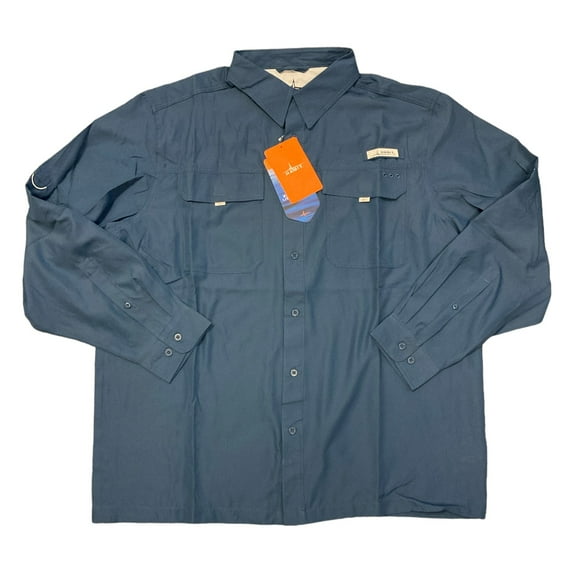 Habit Men's Long Sleeve Blue Springs 40+ UPF Quick Dry River Shirt (Insignia Blue, XL)