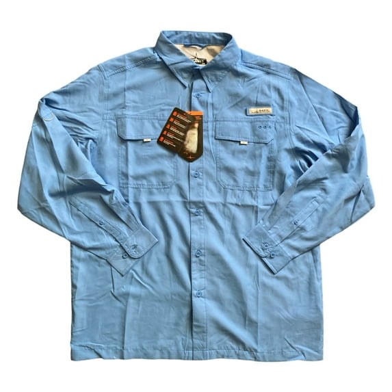Habit Men's Long Sleeve Blue Springs 40+ UPF Quick Dry River Shirt (Marina, XXXL)