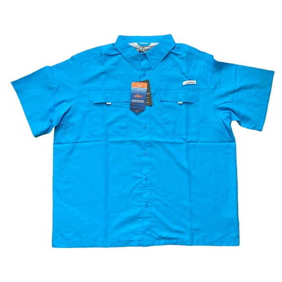 Habit Men's Short Sleeve Blue Springs 40+ UPF Quick Dry River Shirt, TS10479 (Malibu Blue, S)