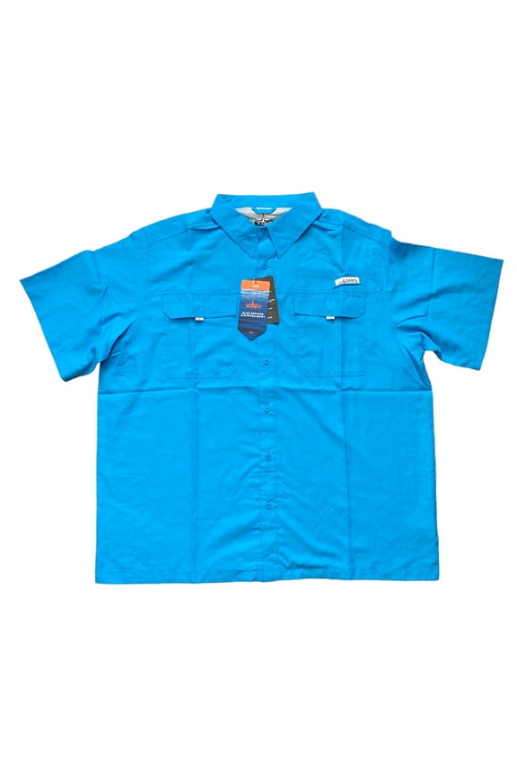 Habit Men's Short Sleeve Blue Springs 40+ UPF Quick Dry River Shirt, TS10479 (Malibu Blue, S)