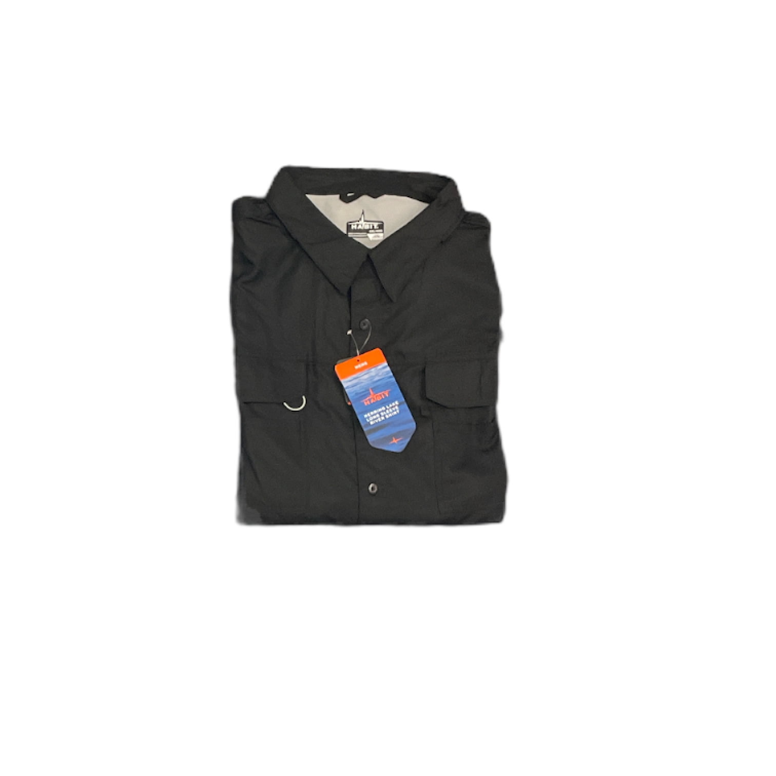 Habit Men's UPF 40 Button Down Long Sleeve Herring Lake River Fishing Shirt  (Black, XL) 