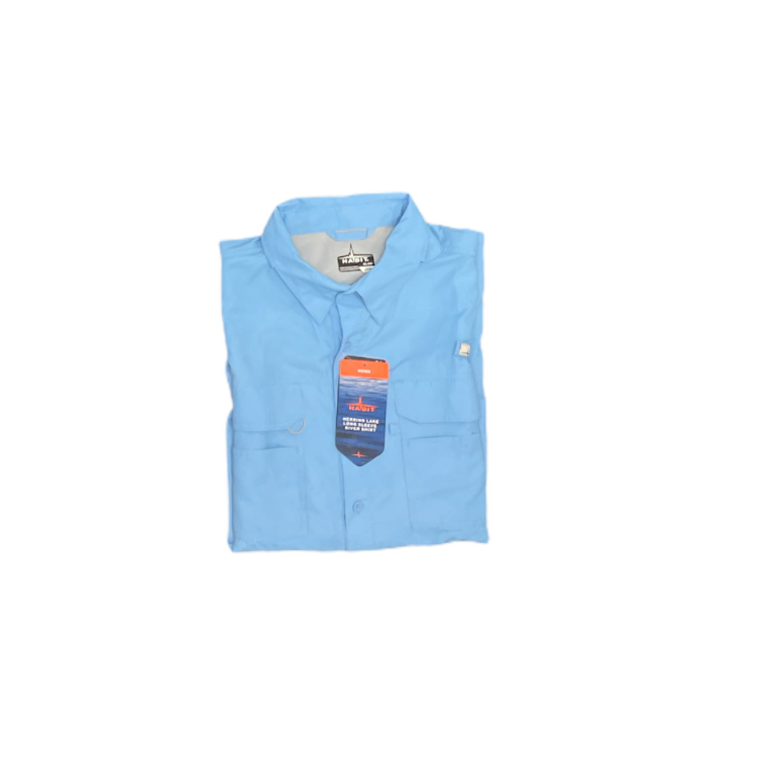 Habit Men's UPF 40 Button Down Long Sleeve Herring Lake River Fishing Shirt  (Mykonos Blue, S) 