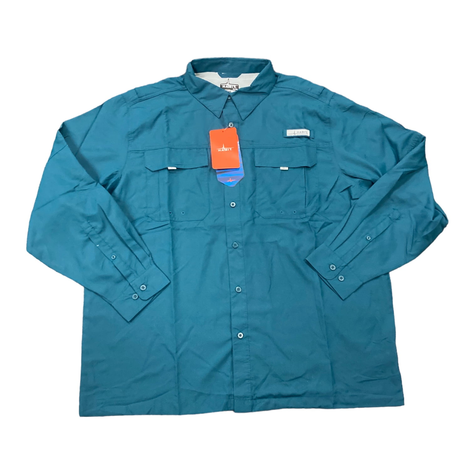 Habit Men's UPF 40+ Crayfish Creek Long Sleeve 40+ River Long Sleeve Shirt  (Peacoat, S) 