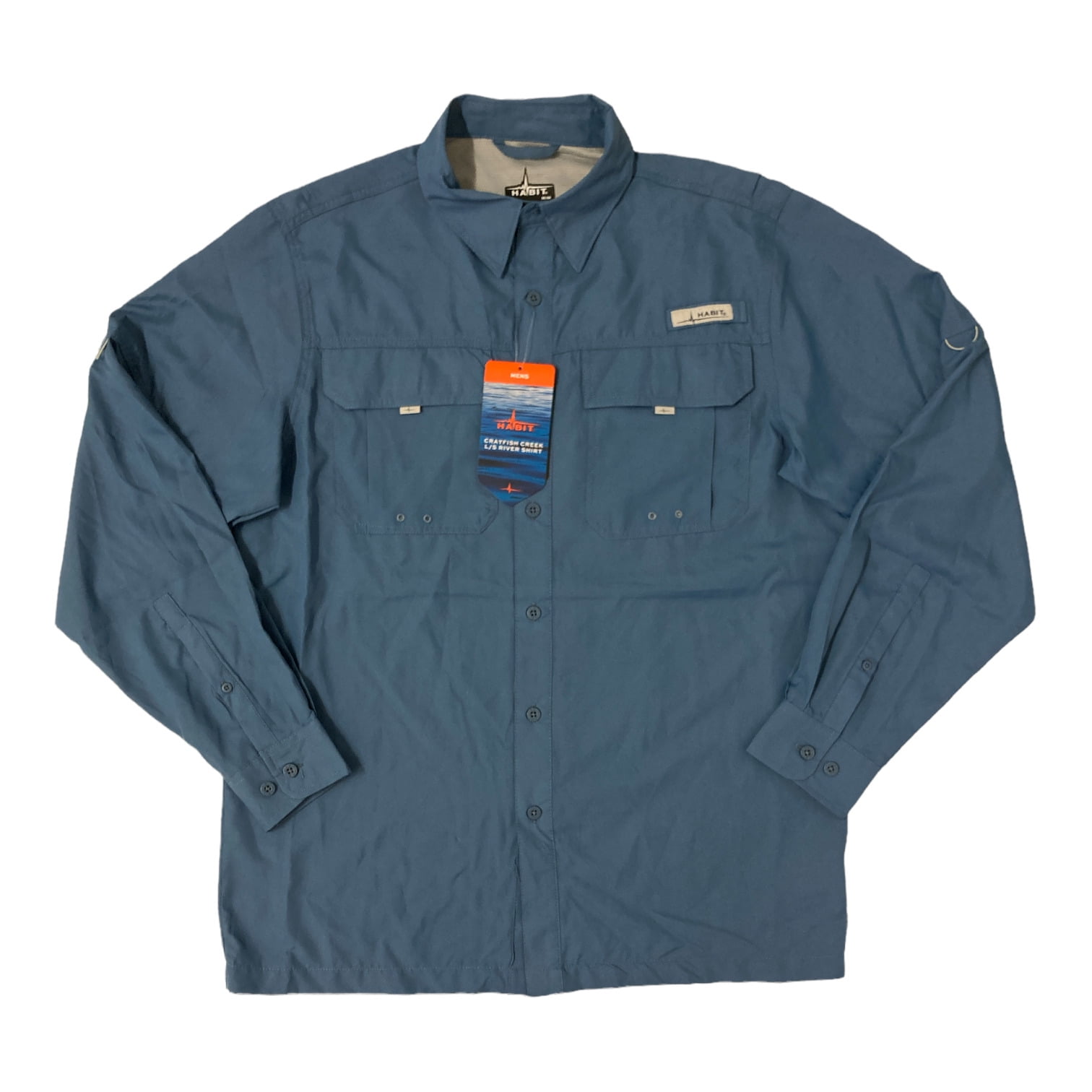Habit Men's UPF 40+ Crayfish Creek Long Sleeve River Shirt (Moonlight Blue,  XL) 