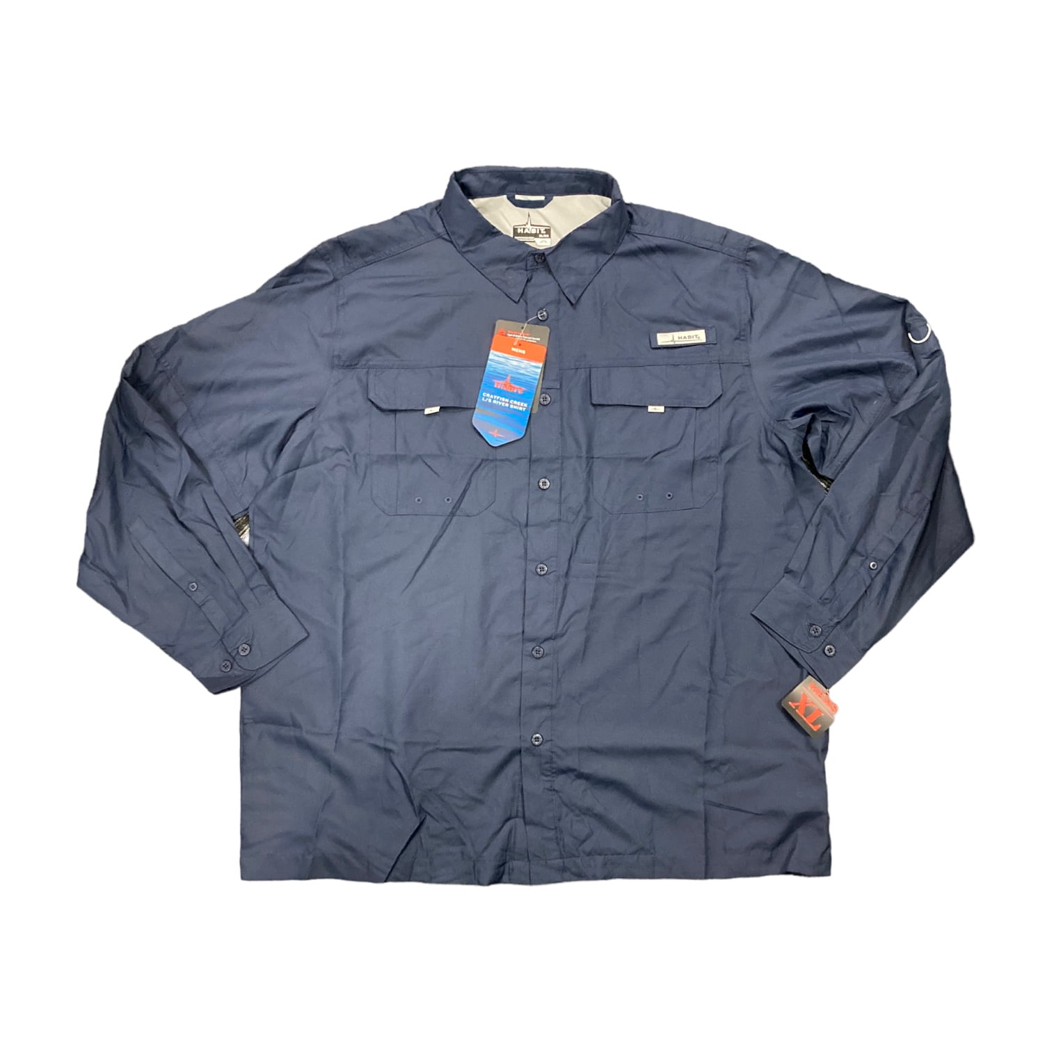 Habit Men s UPF 40 Crayfish Creek Long Sleeve River Shirt Peacoat 3XL Walmart