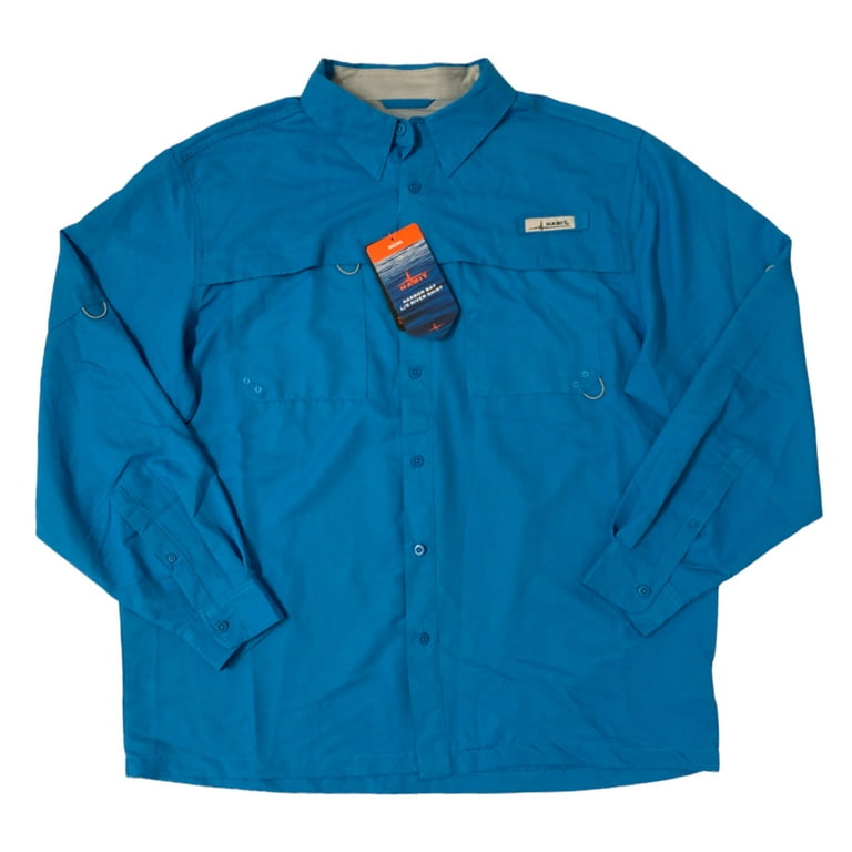 Habit Men's UPF 40+ Harbor Bay Long Sleeve River Shirt (Blue, XL)
