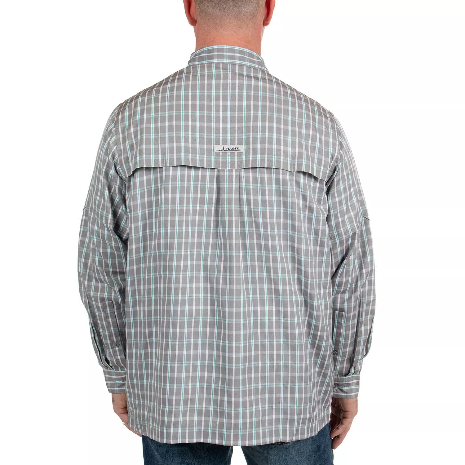 Habit Men's UPF 40+ Harbor Bay Long Sleeve River Shirt (Sharkskin Plaid