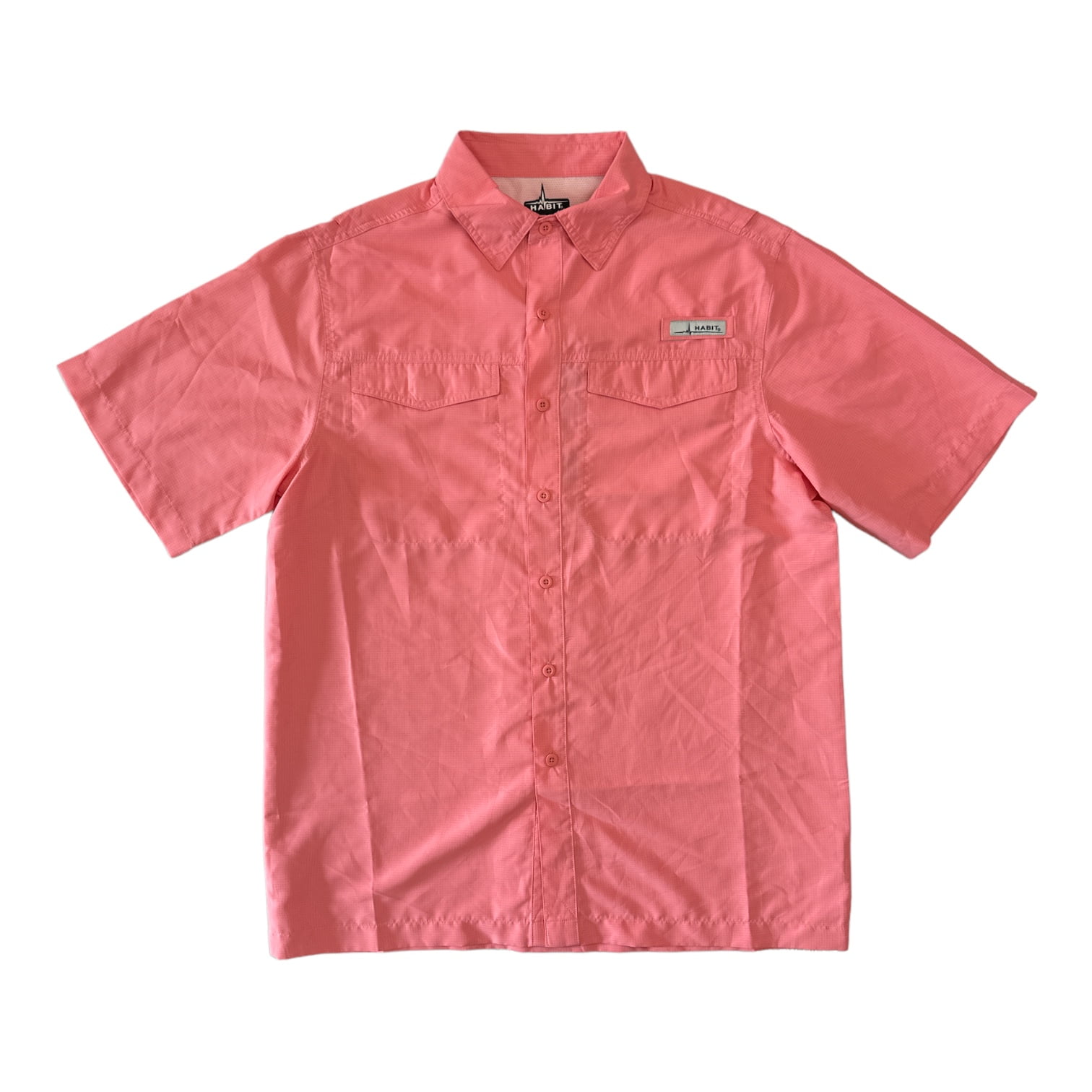 Habit Men's UPF 40 Short Sleeve Button-Down Breakwater Fishing Shirt  (Strawberry Ice, M)