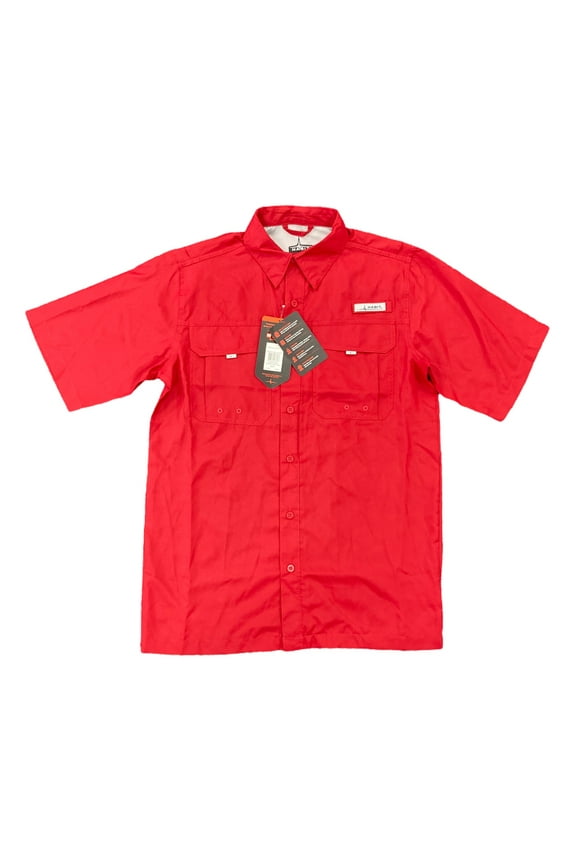 Habit Men's UPF40+ Crayfish Creek Short Sleeve River Shirt (Brick Red, S)