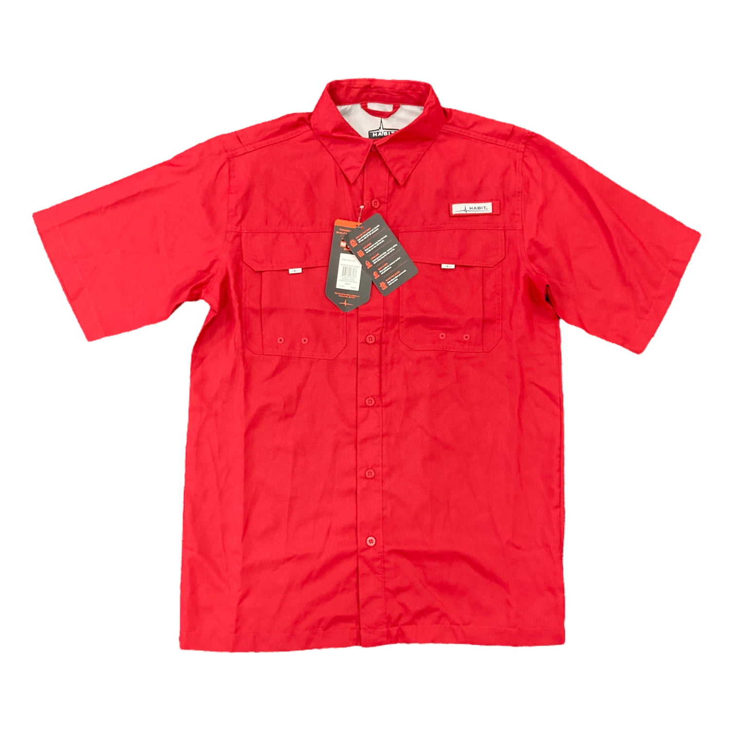 Habit Men's UPF40+ Crayfish Creek Short Sleeve River Shirt (Brick Red, XL)  