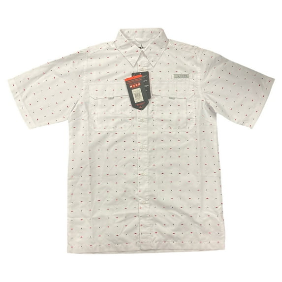 Habit Men's UPF40+ Crayfish Creek Short Sleeve River Shirt (Red/White Fish, XL)