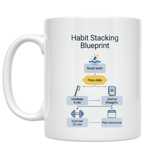 Habit Stacking Blueprint Design - Productivity Enthusiast - 11 oz Ceramic Coffee Mug
