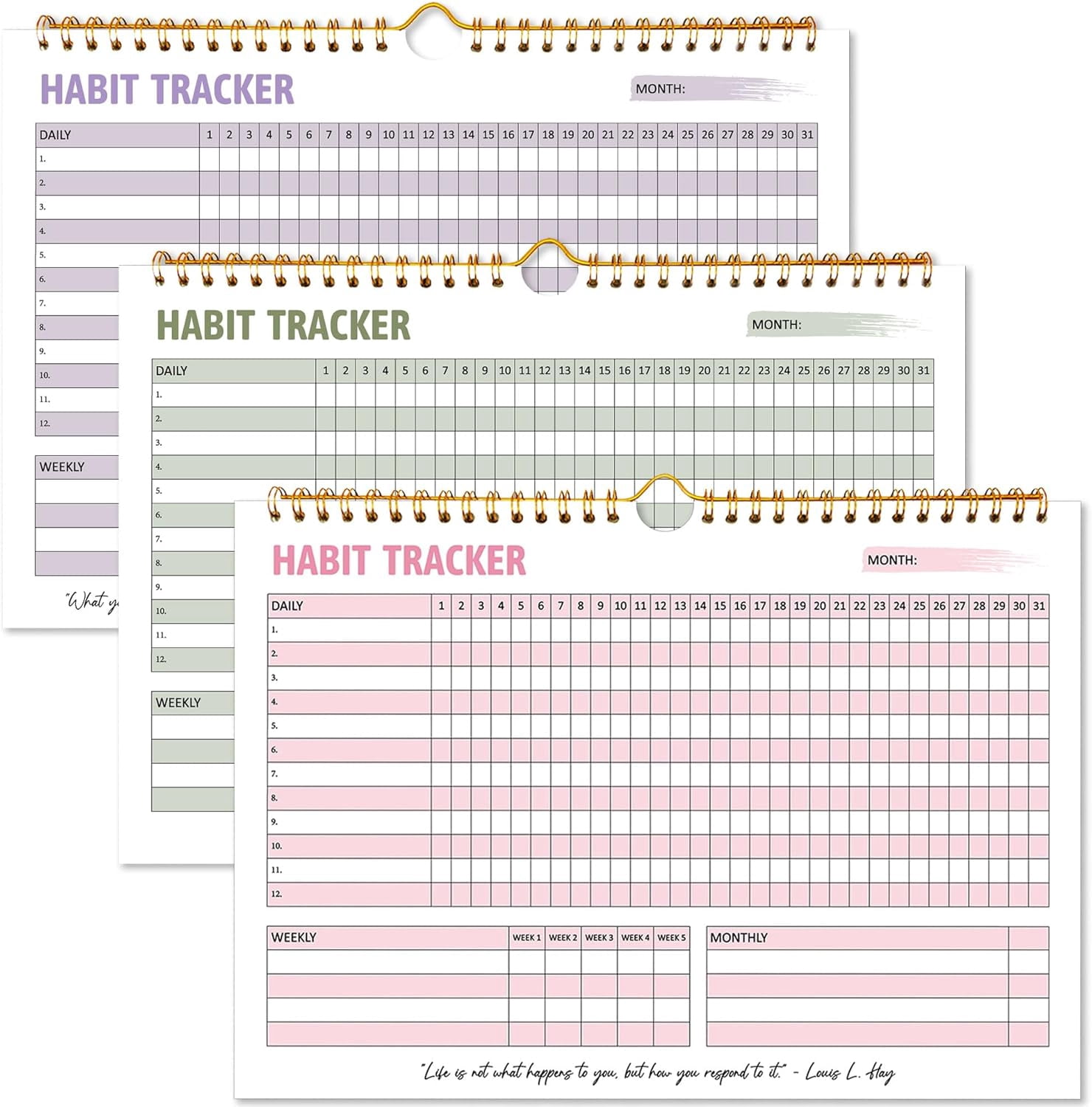 Habit Tracker Calendar, Daily Weekly Goal and Habit Tracker Journal, 12 ...