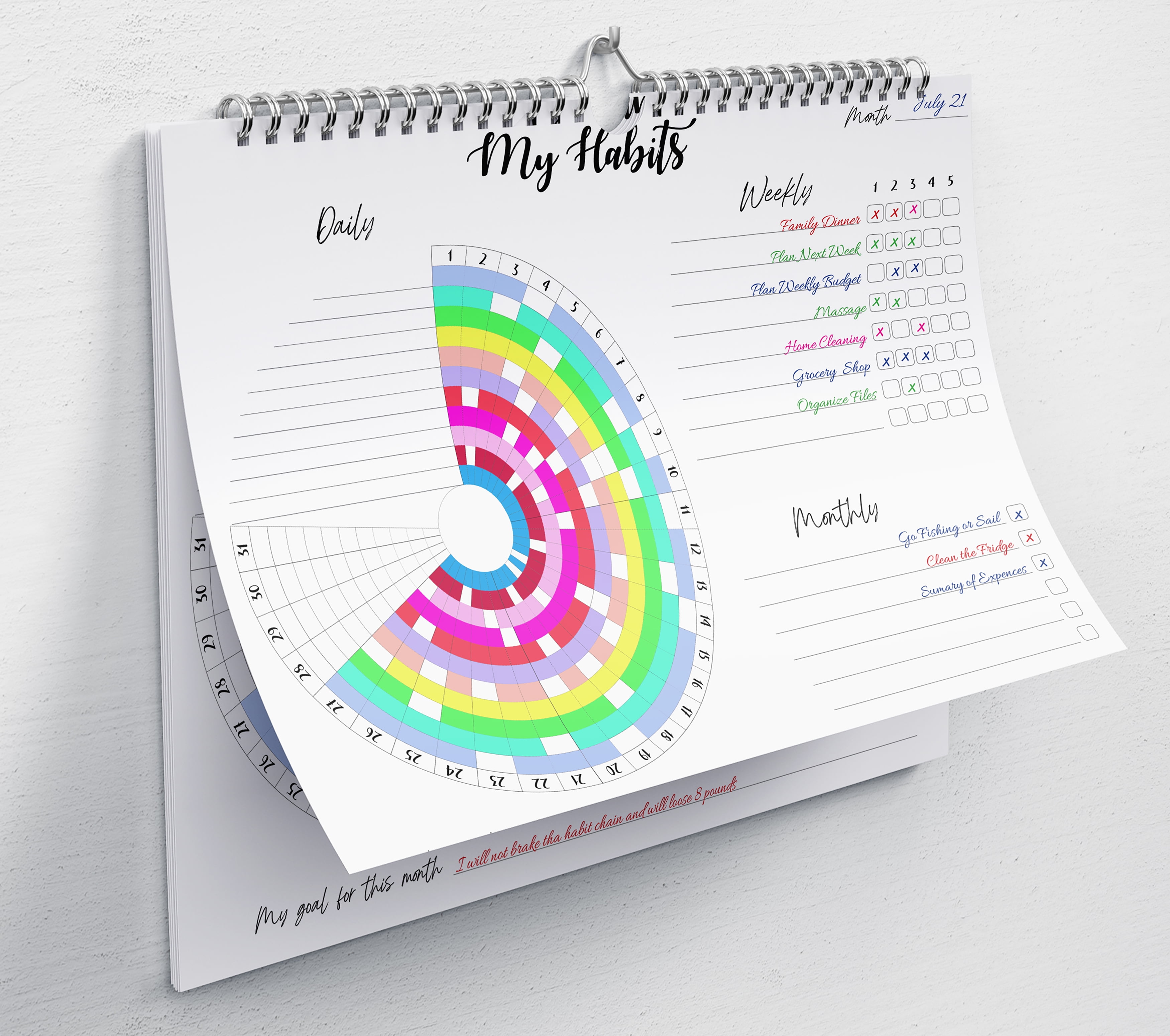 IngenericIn, Habit Tracker Calendar, Monthly, Weekly, Daily Habit Planner Tracker with Motivation Journal