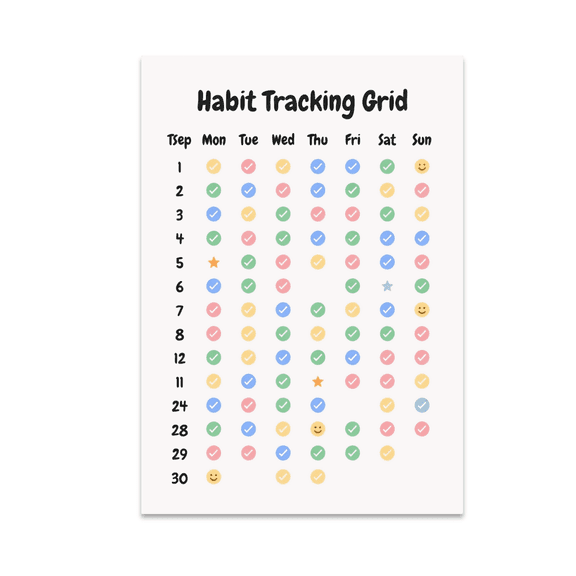 Habit Tracking Wall Decor - Minimalist Design - 13x19 Poster Print