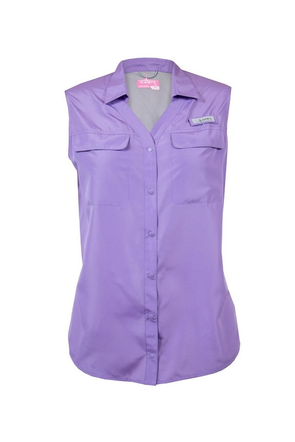 Habit Women's UPF 40+ Vented Back Pike's Pier Sleeveless Shirt (Fairy Wren, L)