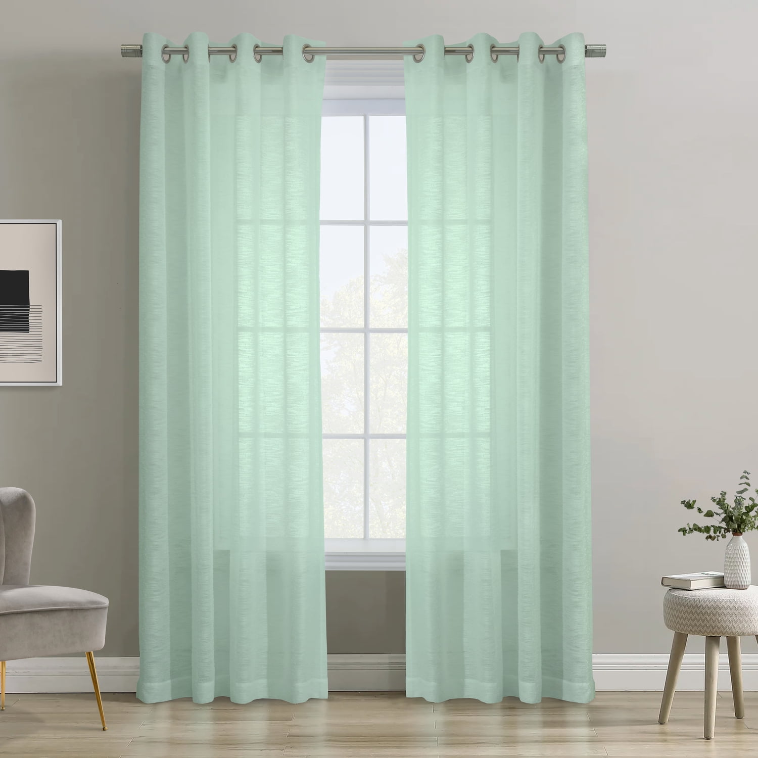 Surf Spray Sheer Grommet Top Polyester Window Panel