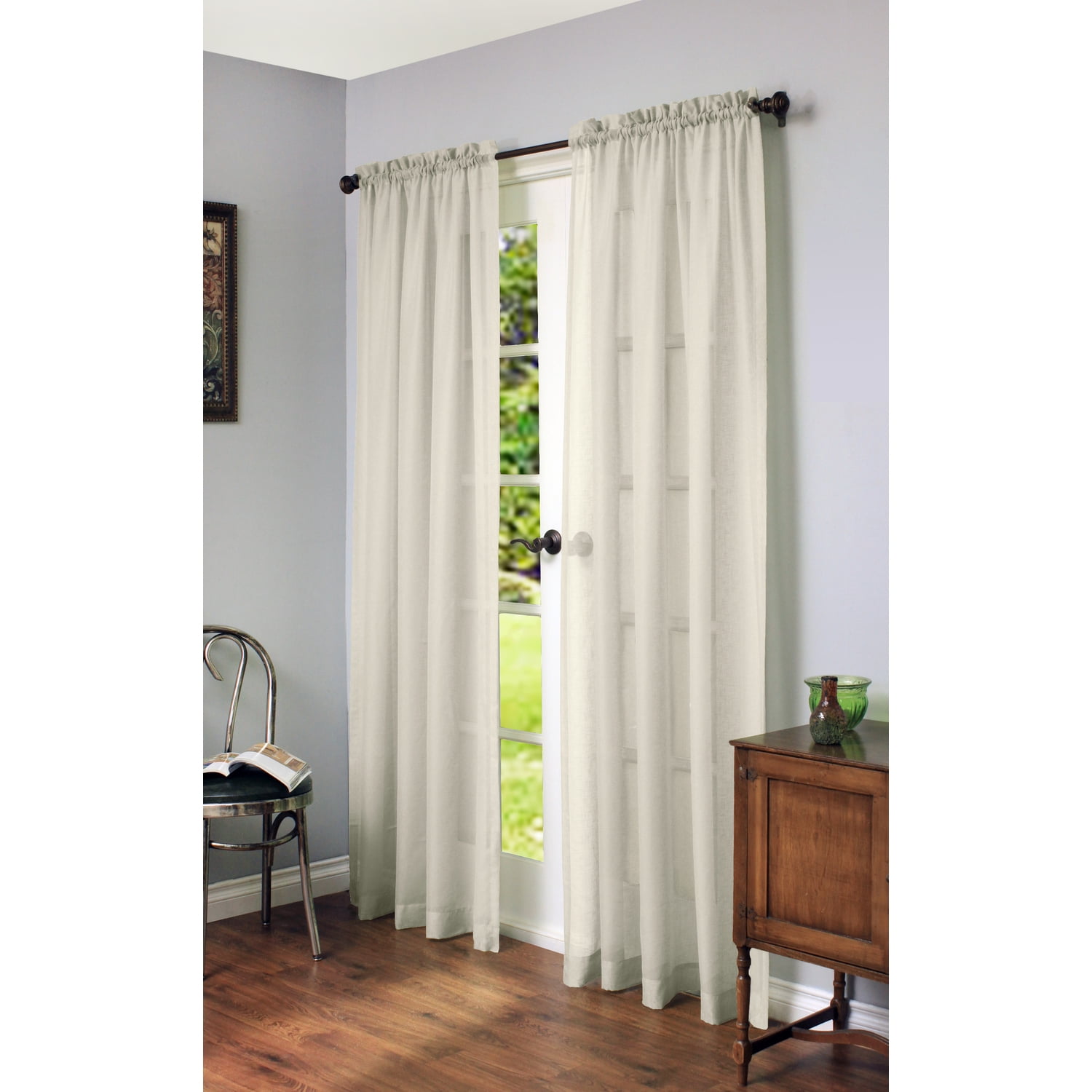 Ivory Sheer Polyester Rod Pocket Curtain Panel 56" x 95"