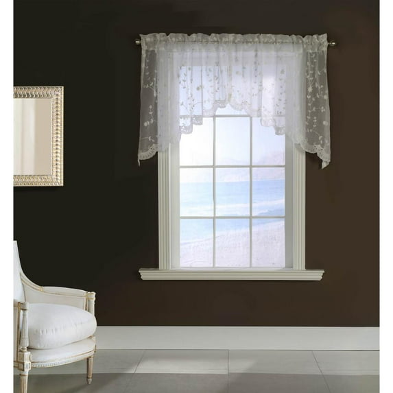 Habitat Grandeur Pole Top Swag Window Valance Set 80 x 36 in White