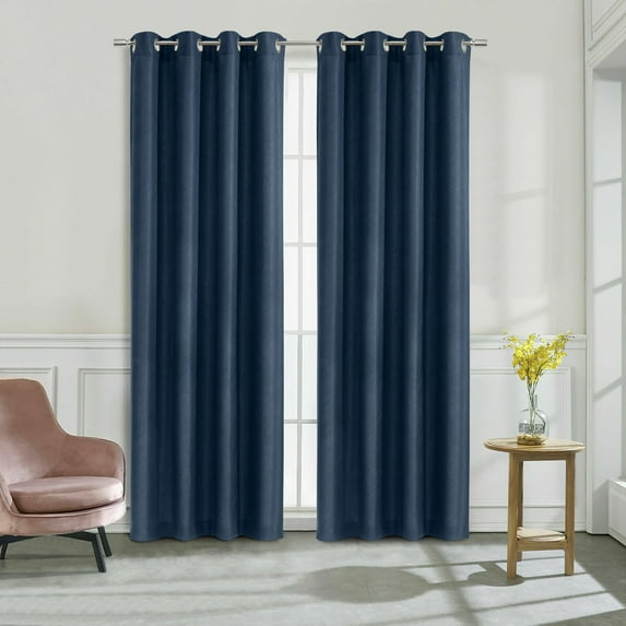 Habitat Abstract Light Filtering Energy Efficeint Grommet Curtain Panel for Windows 52" x 63" Navy