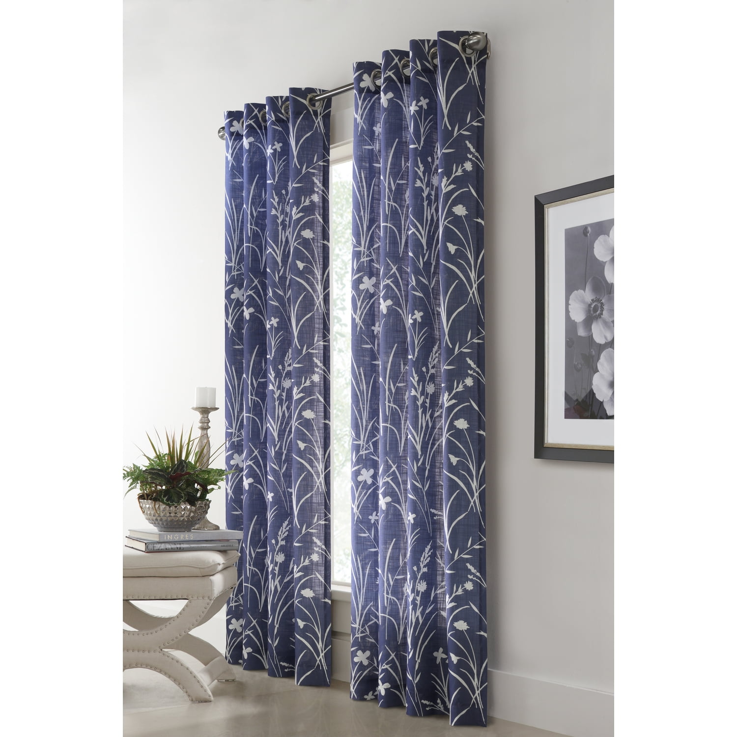 Habitat Augusta Grommet Curtain Panel Window Dressing 52 x 84 in Blue