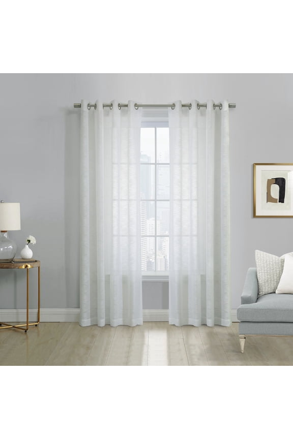 Boucle Sheer Premium Stylish and Functional Grommet Curtain Panel 52" x 84" White