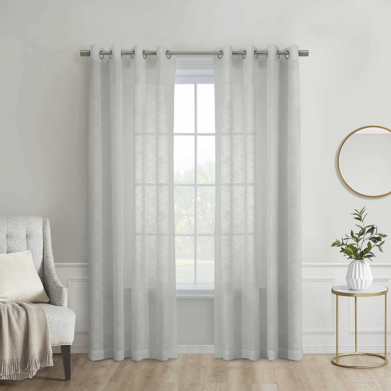 Habitat Boucle Sheer Premium Stylish and Functional Grommet Curtain Panel 52" x 95" Light Grey