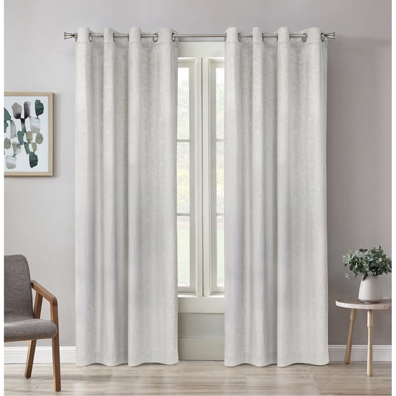 Habitat Bristol Room Darkening Grommet Curtain Panel 52 x 108 in White