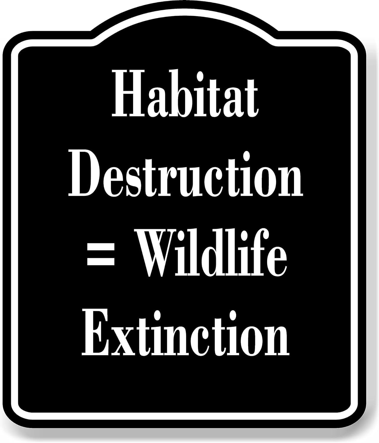 Habitat Destruction Wildlife Extinction BLACK Aluminum Composite Sign