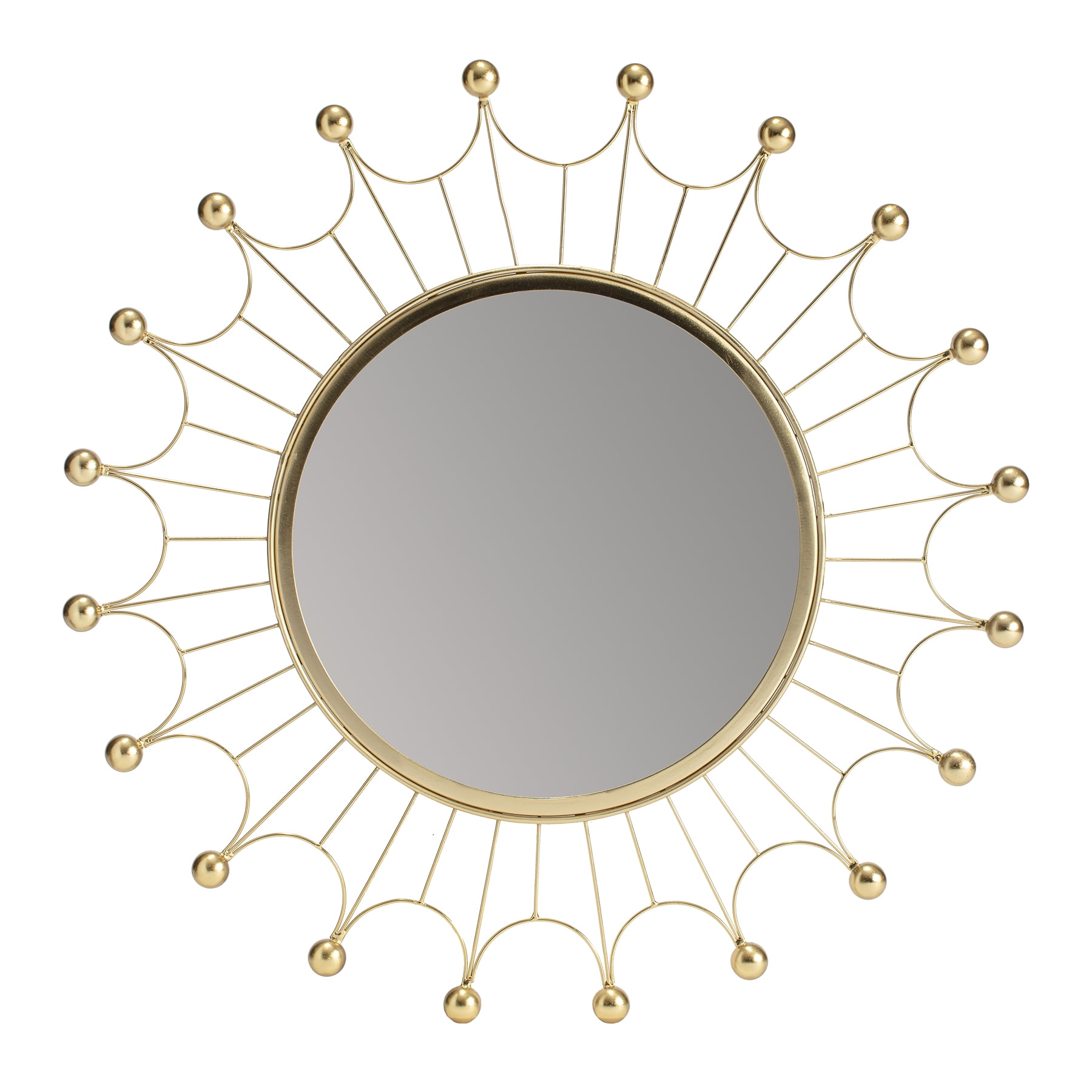 25" Round Frameless Gold Bulb Accent Wall Mirror