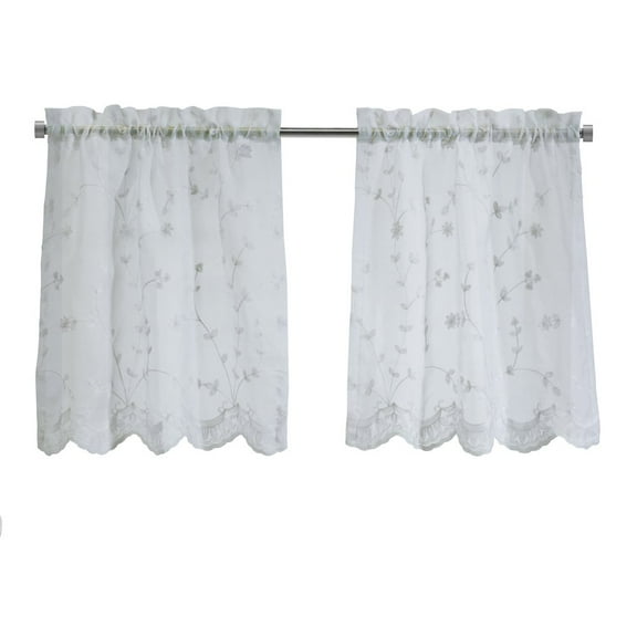 Habitat Grandeur Sheer Pole Top Curtain Tiers 52 x 24 in White