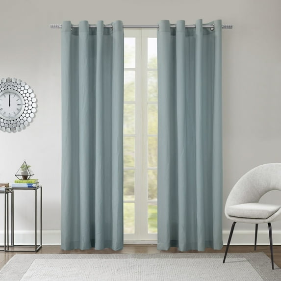 Habitat Harmony Light Filtering Curtain, Grommet Privacy Window Treatment Single Panel 52" x 63" in Blue