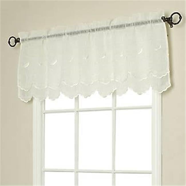 Cream Polyester Double Scalloped Valance with Scroll Motif, 54x17"