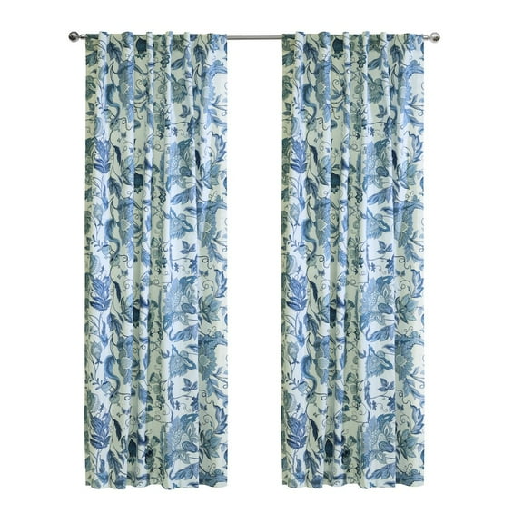 Habitat Jacobean Garden Light Filtering Dual Header Curtain Panel 52 x 95 in Blue