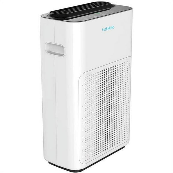 Habitat Medium Room Air Purifier with HEPA 13 Activated Carbon Filtration System, Real-Time Air Quality Monitor and Alert, Whisper Quiet Fan with Three Speeds, Filter Replacement Reminder, White