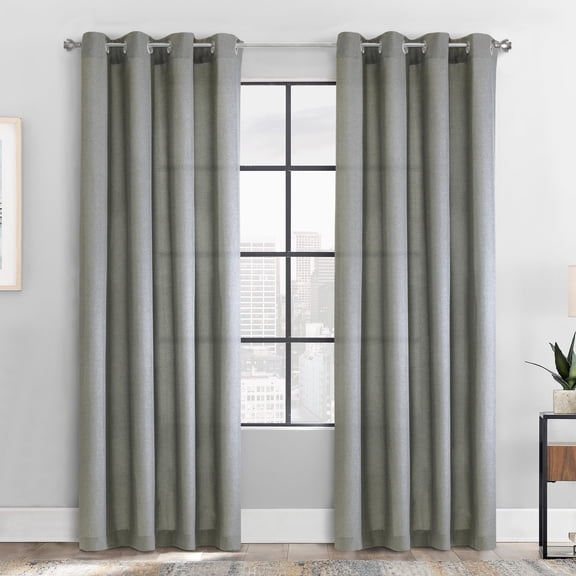 Habitat Milo Light Filtering Grommet Curtain Panel 52 x 84 in Grey
