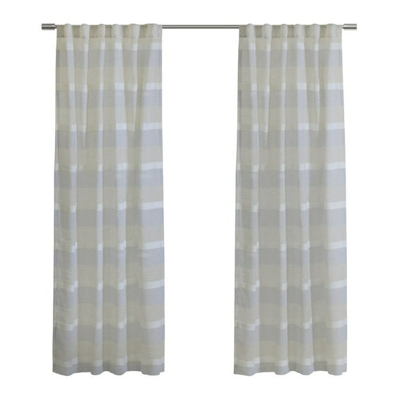 Habitat Nathan Stripe Sheer Dual Header Curtain Panel 52 x 108 in Blue