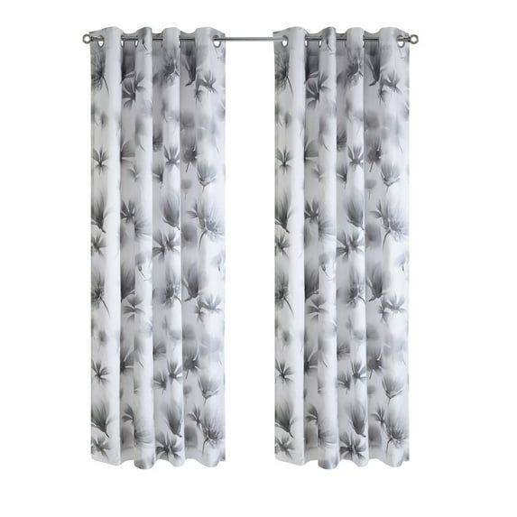 Habitat Ophelia Light Filtering Grommet Curtain Panel 52 x 84 in White Grey