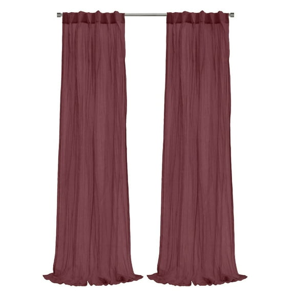 Habitat Paloma Sheer Dual Header Curtain Panel 52 x 95 in Burgundy
