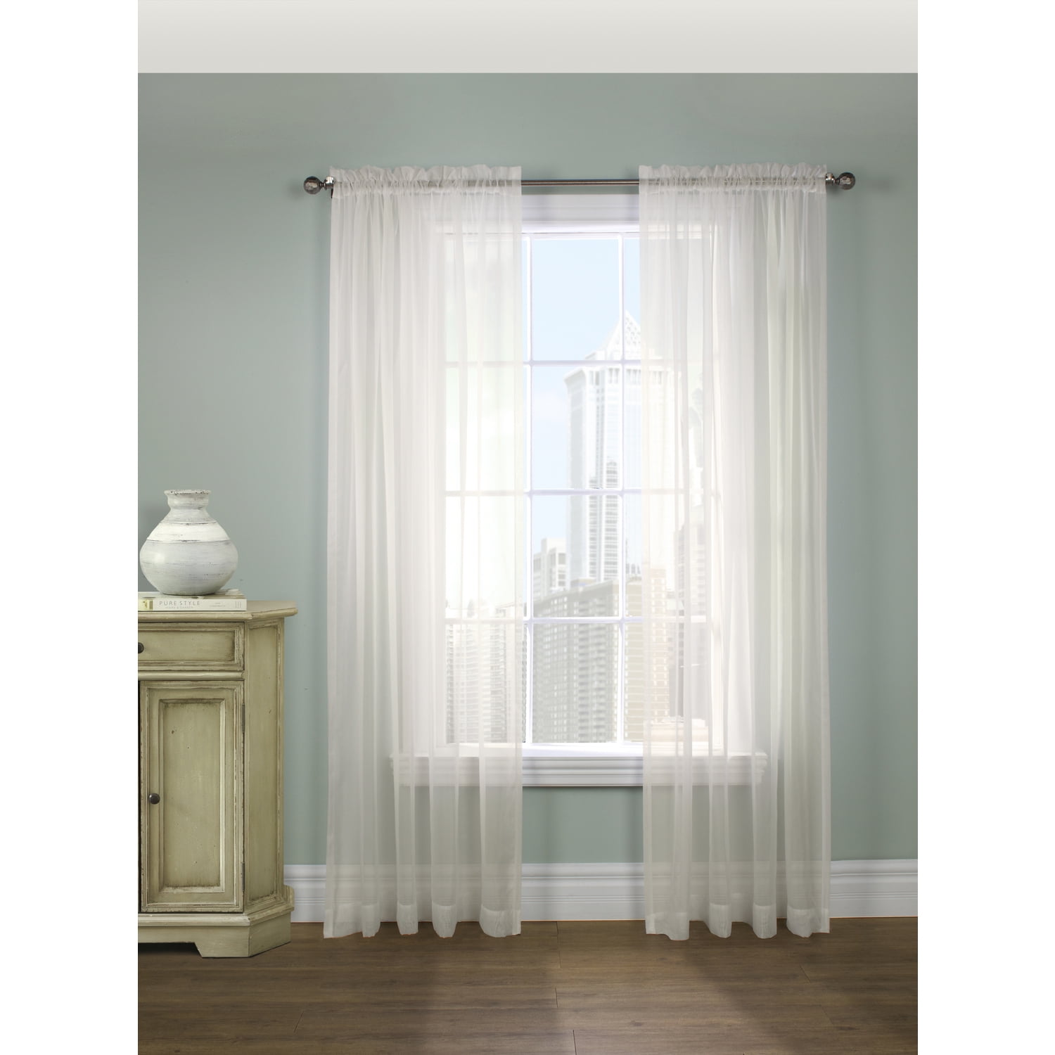 Shell Light-Filtering Sheer Rod Pocket Curtain Panel