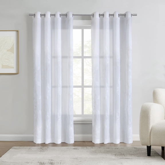 Habitat Selina Sheer Grommet Curtain Panel 52 x 63 in White