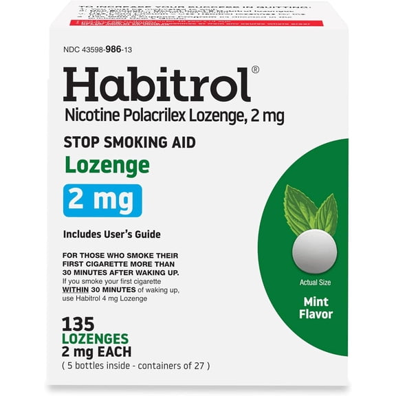Habitrol Nicotine Polacrilex Lozenge, 2mg Mint Flavor 135 Count