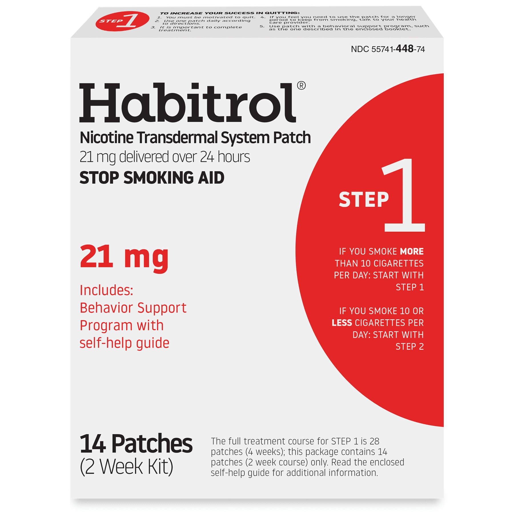 Habitrol Nicotine Transdermal System Patch (Step 1), Stop Smoking Aid (21 mg) 14 Patches (2 Week Kit)