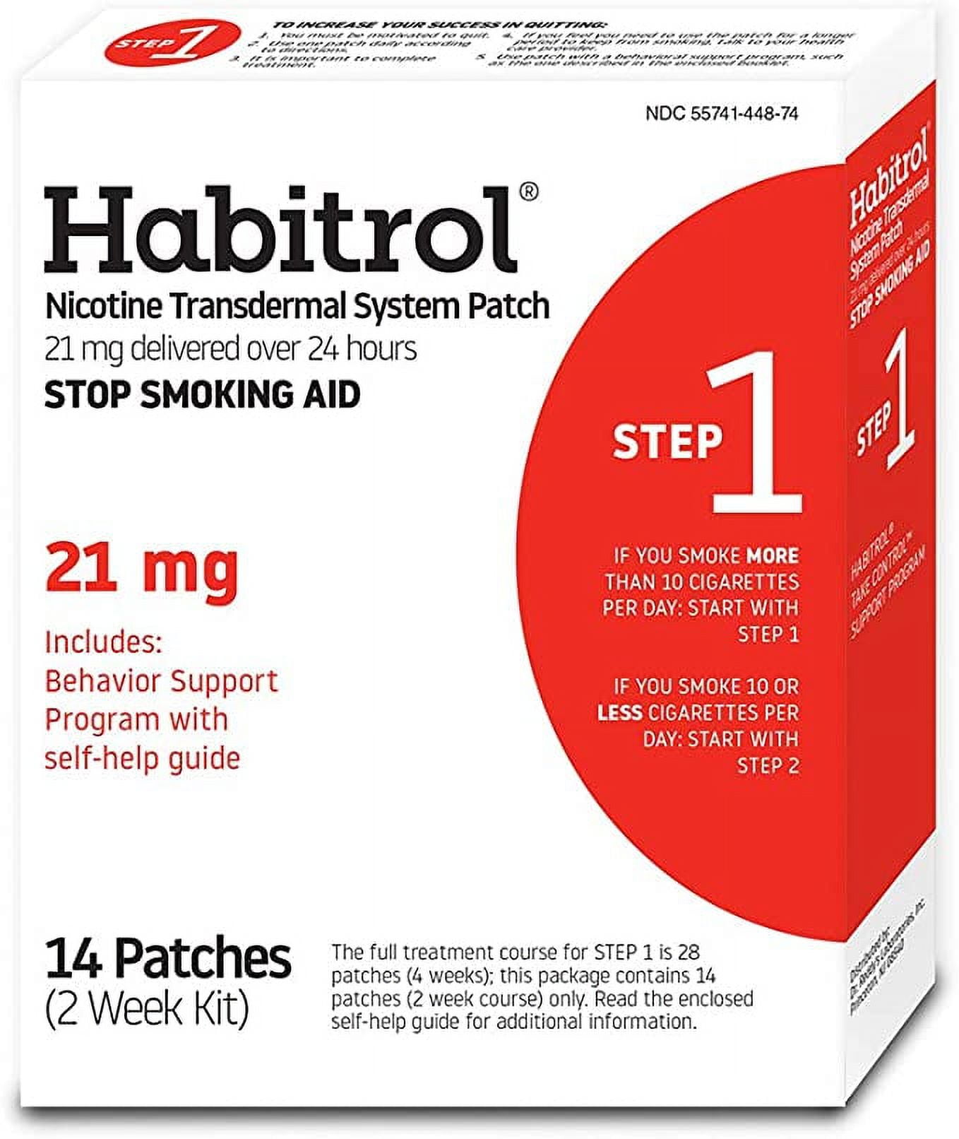Habitrol Nicotine Transdermal System Stop Smoking Aid, Step 1 (21 mg), 14 Count (Pack of 1)