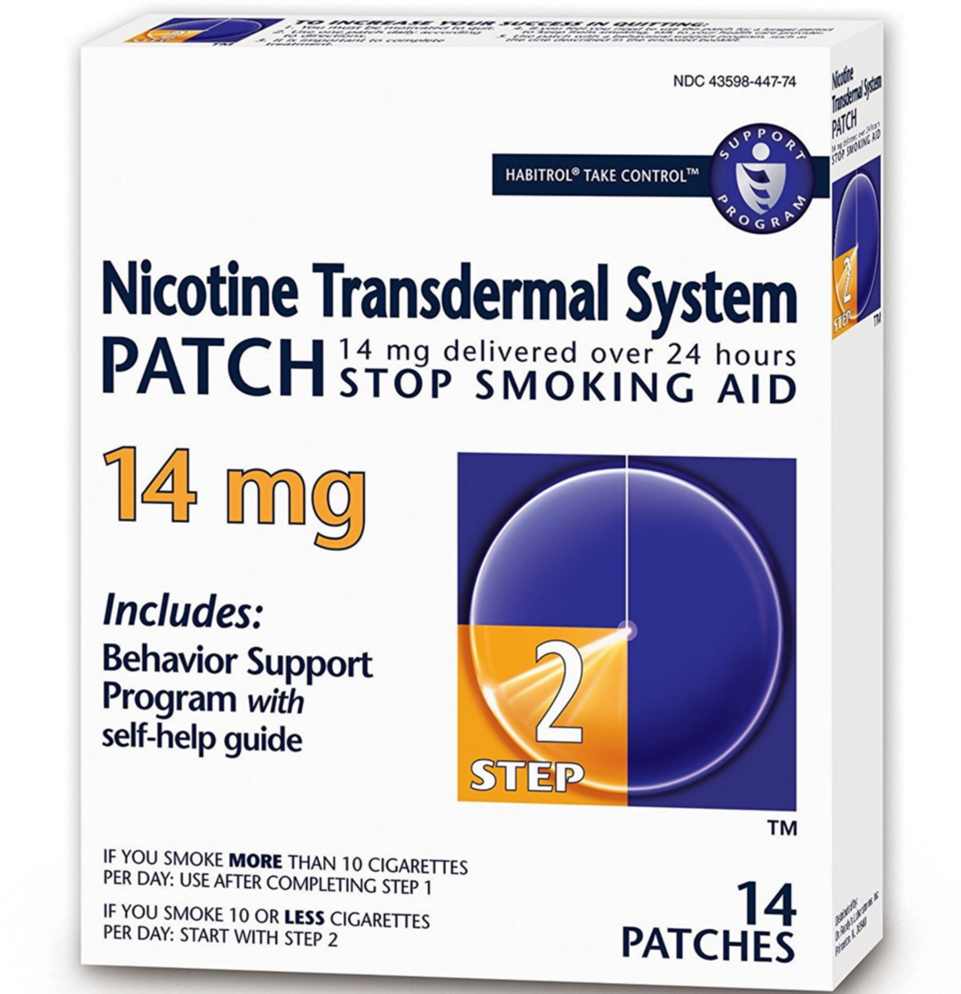 Habitrol Step 2 Nicotine Transdermal System Stop Smoking Aid Patch, 14 mg, 14 Count