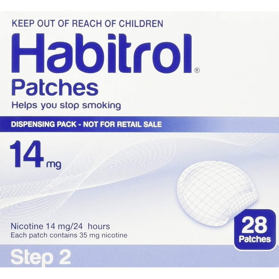 Habitrol Transdermal Nicotine Patches, 14mg Stop-Smoking Aid, Step-2 (28 Count)