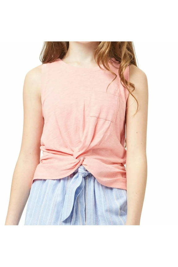 Girls T-Shirts Salmon Twist Front Sleeveless Pink 16